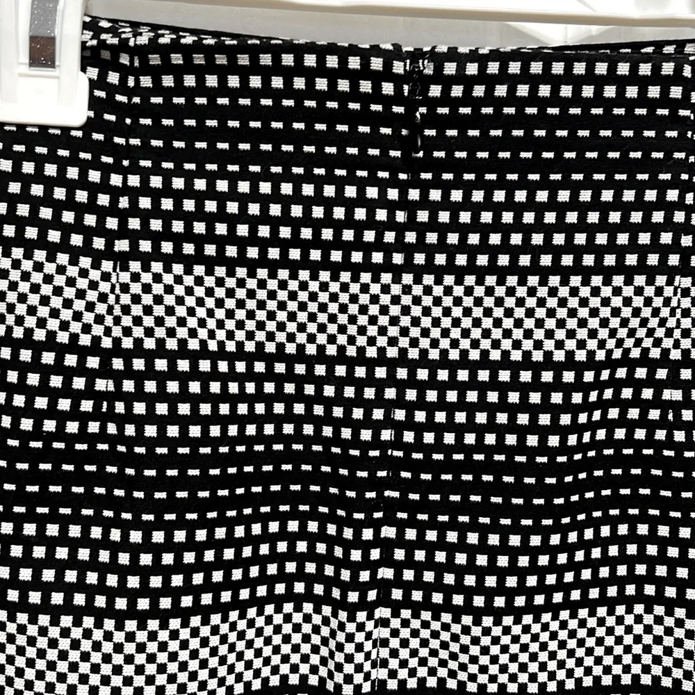 Loft Gray Black Checker Woven Cotton Blend Pencil Skirt Size 8